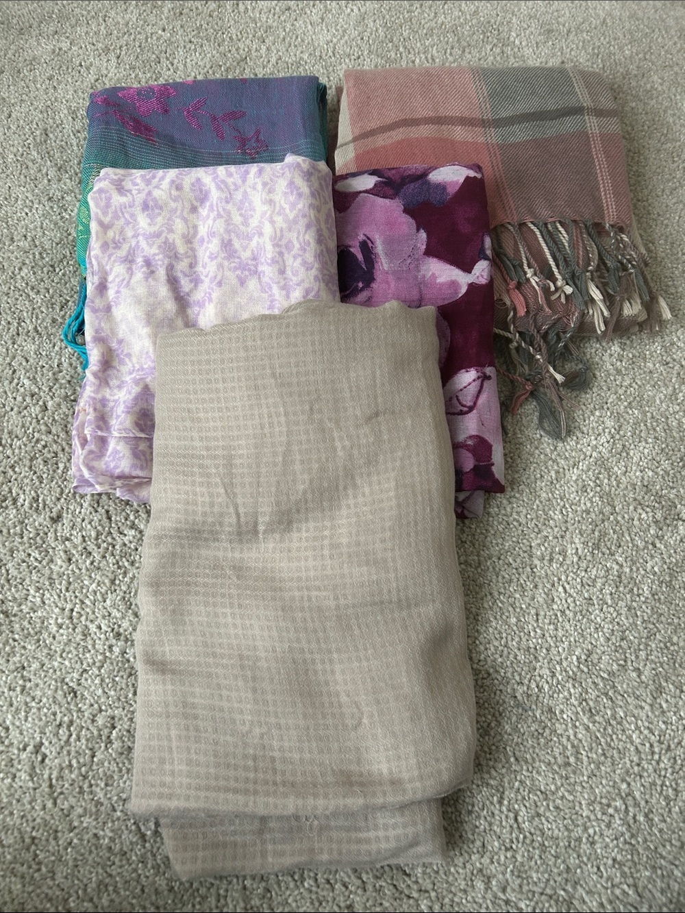 Assorted Women’s Scarves - Beige, Purple, Pink, Teal